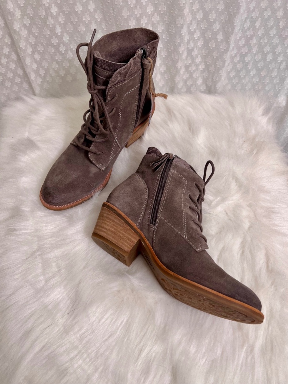 Sofft Suede Lace Up Bootie With Side Zip